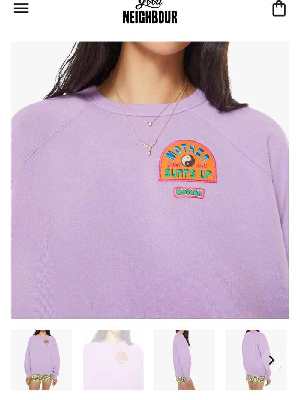 New with tags! MOTHER Lavender Crewneck with Surf Patch - Picture 5 of 10